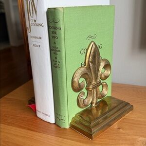 Vintage Brass Fleur-De-Lis Bookends French Regency Library Office Decor Set of 2